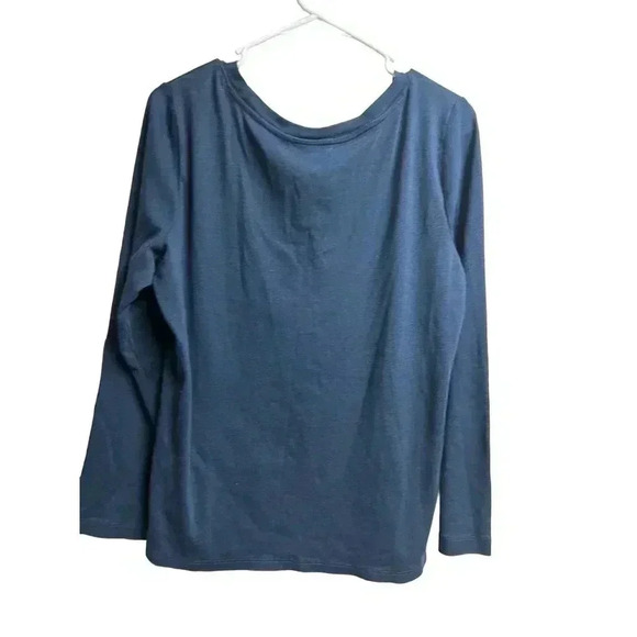 Lauren Ralph Lauren Navy Blue Cotton Long Sleeve Shirt Round Neck Logo Tee XL - Picture 4 of 6